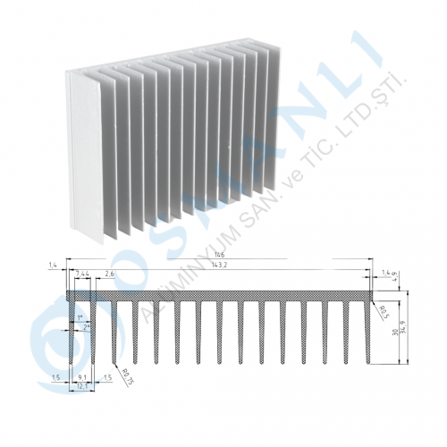 Alüminyum Soğutucu 146mm X 35.8mm Alüminyum Soğutucu 146mm X 35.8mm